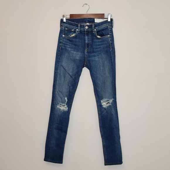 RAG & BONE HIGH RISE SKINNY JEANS BONNIE DISTRESSED - Picture 10 of 16